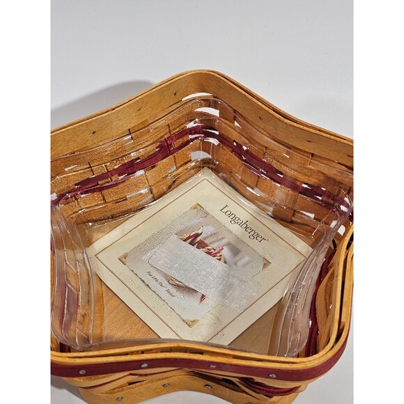 NEW Longaberger 59196 Little Star Red Tree Trimming 8" Basket Lid Liner Holiday‎ - Picture 3 of 5